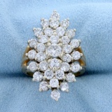 Vintage 3ct Tw Diamond Cluster Ring In 14k Yellow Gold
