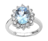 3ct Princess Diana Blue Topaz & White Sapphire Ring In Sterling Silver