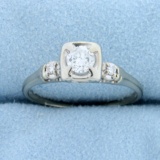3 Stone Diamond Engagement Ring In 14k White Gold