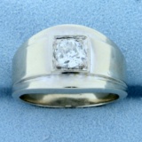Antique Old European Cut .6ct Solitaire Diamond Ring In 14k White Gold