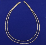 Double Stranded Italian Made Diamond Cut Necklace In 14k Yellow Gold
