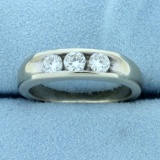 Men's 3/4ct Tw Diamond Three-stone Ring In 14k White Gold