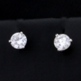 1/2ct Tw Diamond Stud Earrings In Platinum Basket Setting