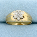 Diamond Flower Design Ring In 10k Yellow Gold