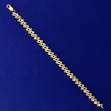 Designer Link Diamond Cut Bracelet In 14k Yellow Gold