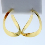 Designer Large Twisting Hoop Earrings In 18k Yellow Gold