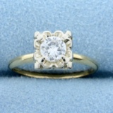Vintage 1/2ct Diamond Solitaire Ring In 14k Yellow And White Gold