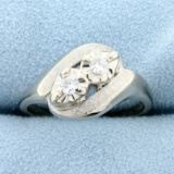 Vintage Two-stone Diamond Ring In 14k White Gold