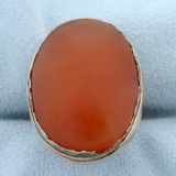Unique Large Orange Agate Statement Ring In 14k Rose Gol