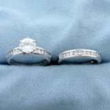 2ct Tw Diamond Engagement Ring And Wedding Band Ring Wedding Set In 18k White Gold