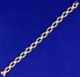 Italian Made 7 1/4 Inch Designer Link Bracelet In 14k Yellow Gold