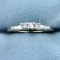 1/4ct Tw Round And Baguette Diamond Ring In 14k White Gold