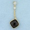 Smoky Topaz And Dimond Pendant In 18k Yellow Gold