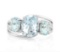 Large Aquamarine & Blue Topaz 3-stone Diamond Ring In Sterling Silver