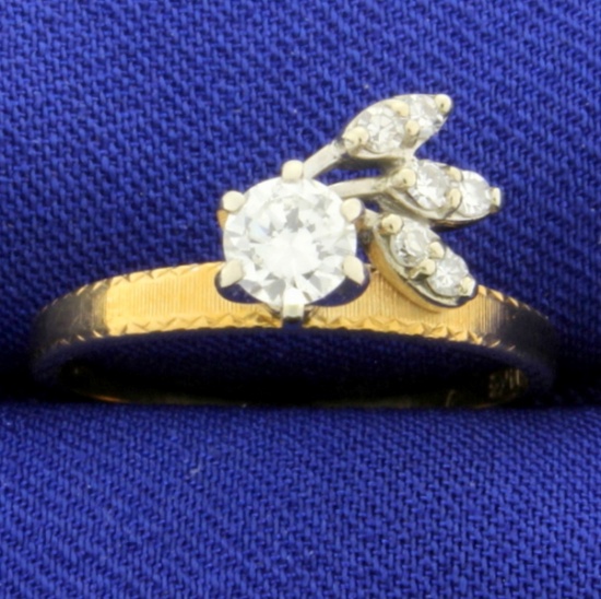 Vintage 1/2 Ct Diamond Ring In Unique Setting In 14k Gold