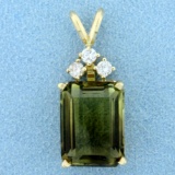 10ct Smoky Topaz And Diamond Pendant In 14k Yellow Gold