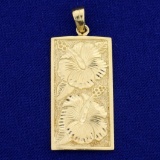 Hawaiian Hibiscus Flower Pendant In 14k Yellow Gold