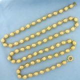 Italian-made 52 Inch Gold Bead Necklace In 18k Yellow Gold