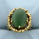 10ct Jade Bamboo Design Ring In 14k Yellow Gold