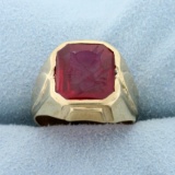 Lab Ruby Female Warrior Cameo Ring In 10k Yellow Gold