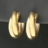 Twisting Hoop Earrings In 18k White And Yellow Gold