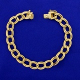 7 1/4 Inch Double Link Charm Bracelet In 14k Yellow Gold