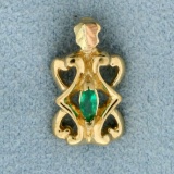 Natural Emerald Pendant In 10k Yellow And Rose Gold