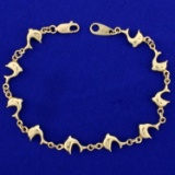 Italian-made 7 3/8 Inch Dolphin Bracelet In 14k Yellow Gold