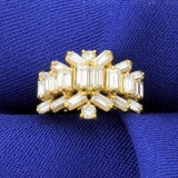 2.5ct Tw Round And Baguette Diamond Ring In 18k Yellow Gold