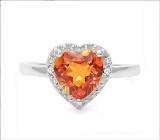 1.6ct Azotic Topaz & Diamond Heart Ring In Sterling Silver