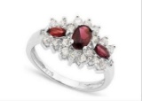 Garnet 3-stone Ring In Sterling Silver