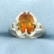 Unique 2.5ct Solitaire Citrine Ring In 10k White Gold