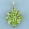 Large Peridot And Diamond Pendant In 14k Yellow Gold