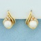 Akoya Pearl And Diamond Drop Earrings In 14k Yellow Gold