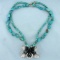 Turquoise Flower Design Necklace In Sterling Silver