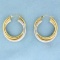 Two Tone Twisting Hoop Earrings In 14k Yellow And White Gold