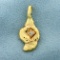 Vintage Hand Made Abstract Diamond Pendant In 14k Yellow Gold