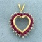 3/4ct Tw Ruby And Diamond Heart Pendant In 14k Yellow And White Gold