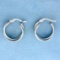 High Gloss And Matte Finish Double Hoop Earrings In 14k White Gold