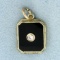 Vintage Onyx And Diamond Pendant In 14k Yellow Gold