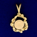 1865 Imperio Mexicano Emperor Maximiliano Coin Pendant In 14k Yellow Gold