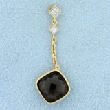 Smoky Topaz And Dimond Pendant In 18k Yellow Gold