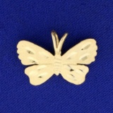 Diamond Cut Butterfly Pendant In 14k Yellow Gold