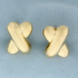 X Design Earrings In 14k Yellow Gold