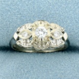 Vintage Diamond Ring In 14k White Gold