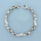 7 1/4 Inch Heavy Designer Link Bracelet In 14k White Gold