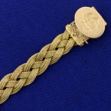 Vintage 7 1/4 Inch Braided Link Bracelet In 14k Yellow Gold
