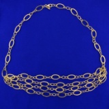 Multi Chain Layered Oval Link Necklace In 14k Yellow Gold