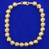 Diamond Cut Bead Bracelet In 14k Yellow Gold