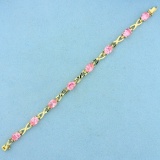 12ct Tw Pink Cz Line Bracelet In 10k Yellow Gold